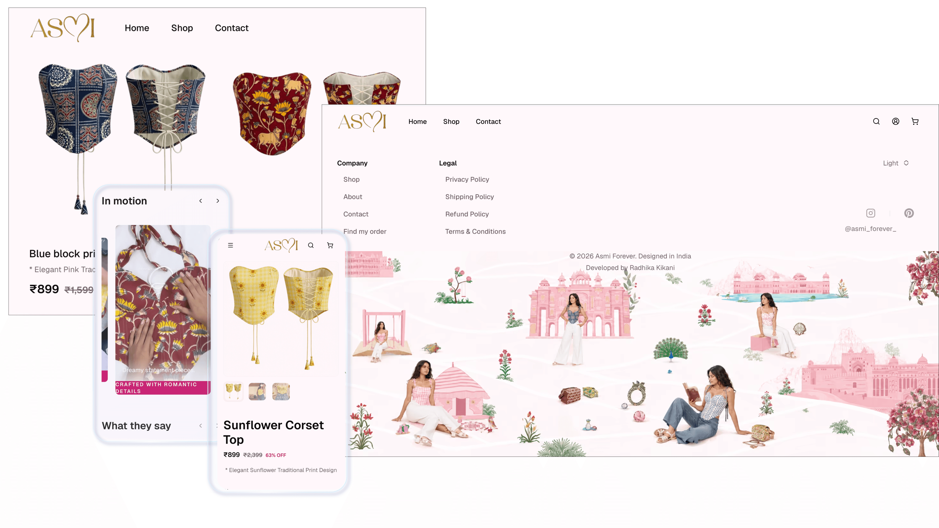 Asmi Forever — romantic D2C corset fashion storefront