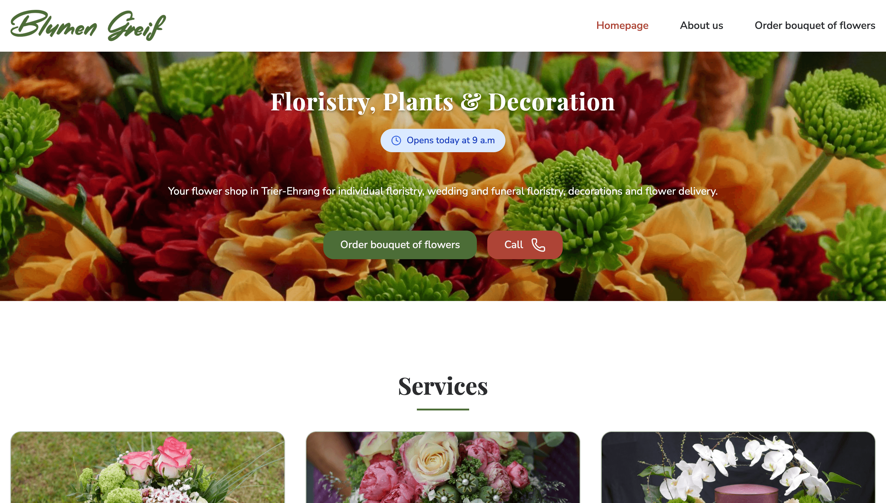 Blumen Greif homepage — florist site we keep updated after launch