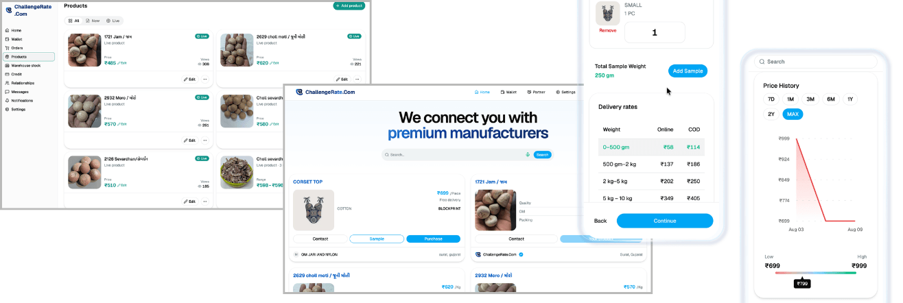 Challenge Rate — B2B wholesale marketplace product and seller UI at challengerate.com