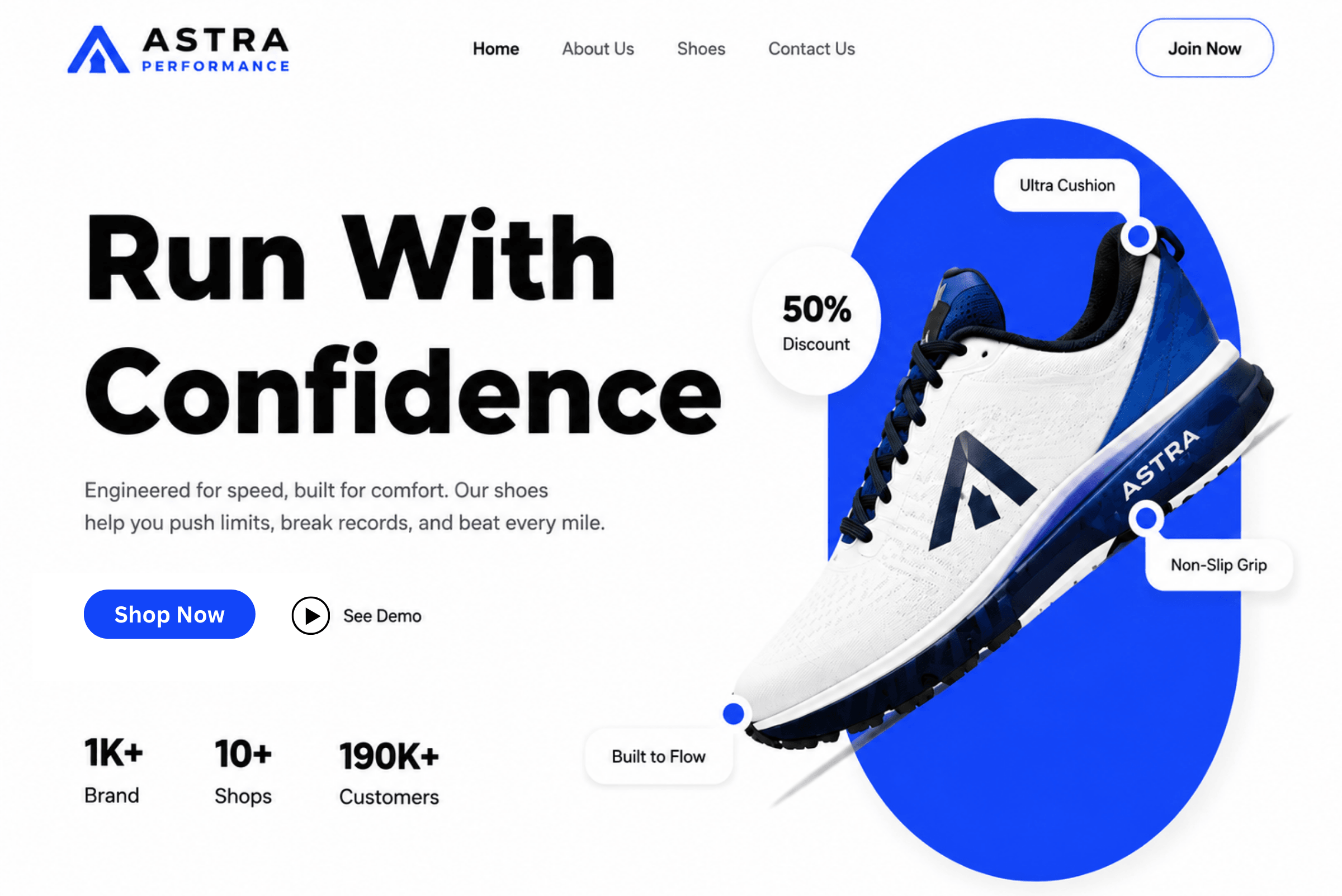 E-commerce store — Shop Now product listing experience