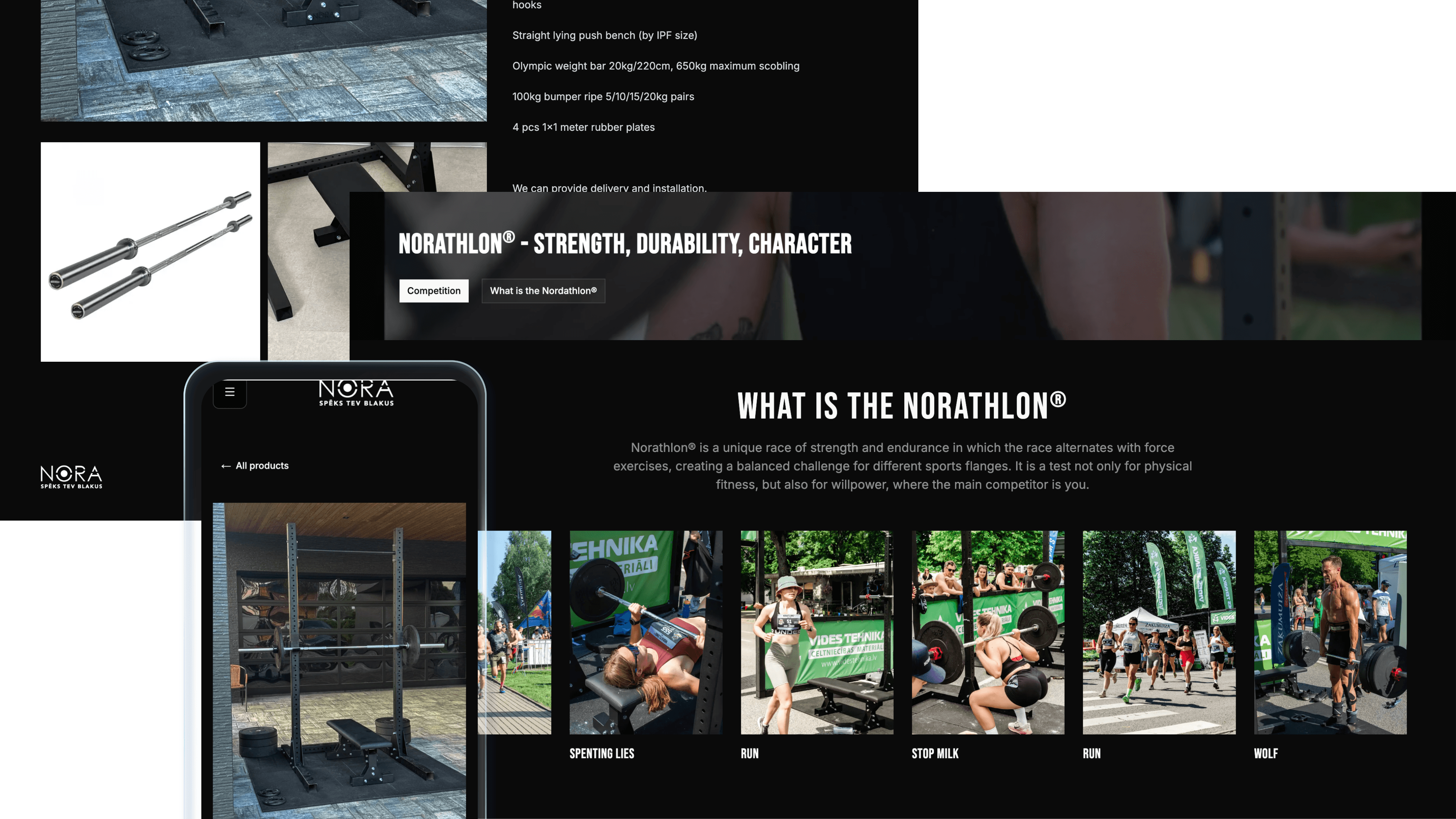 Noratlons — shop, mobile PDP, and Noratlons® event story